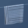 Stylish Gray Decorative Towel with Geometric Patterns Hanging on a Rope 3d model