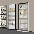 Modern Black And White Bookshelf With Multiple Shelves Holding Books And Magazines