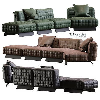 Modular Sectional Sofa with Tufted Design Comfortable Cushions and Modern Living Room Style 3d model