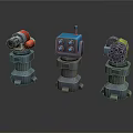 Colorful Robot Characters With Different Head Structures And Base Designs 3d model