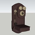 Vintage Wall Mounted Telephone With Rotary Dial Handset And Dark Brown Base