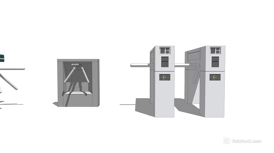Public Facility Security Checkpoint Equipment With X-Ray Scanner And Turnstile Gates 3d model 