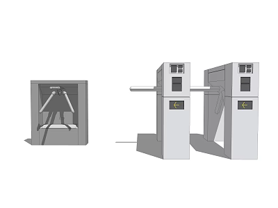 Public Facility Security Checkpoint Equipment With X-Ray Scanner And Turnstile Gates 3d model