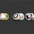 Colorful Soccer Balls With Diverse Patterns And Brand Logos On Reflective Surface