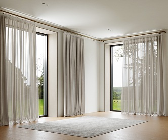 Modern Dream Curtain Roman Rod Curtain Linen Curtain White Gauze Curtain Light Transmission Curtain 3d model