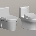 Two Modern White Ceramic Toilets Featuring Sleek Design And Different Styles 3d model