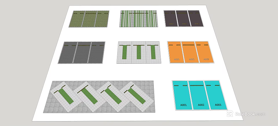 Parking Lot Design Layout With Various Color Options And Different Patterns 3d model
