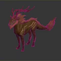 Game Movie Fantasy Dragon Character With Deer Antlers Yellow Green Scales Flame Mane