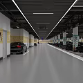 Underground Parking Garage With Parked Vehicles Directional Signs Columns Clear Lane Markings And Lighting