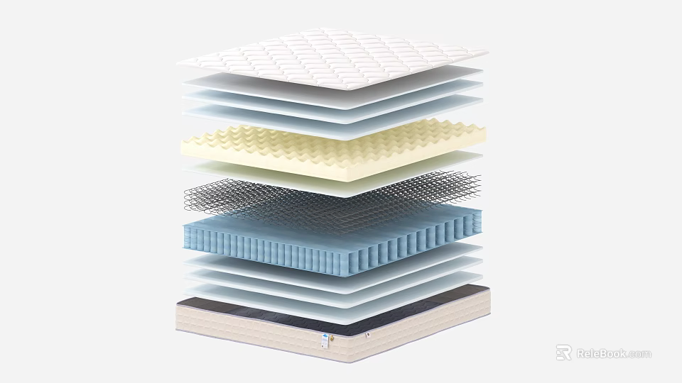 Mattress Layered Construction With Foam Support Mesh And Comfort Layers 3d model 