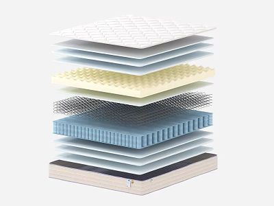 Mattress Layered Construction With Foam Support Mesh And Comfort Layers 3d model