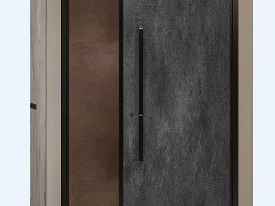 Modern Contemporary Door Design With Dark Gray Brown Panels Metal Handle And Minimalist Frame 3d model