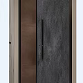 Modern Contemporary Door Design With Dark Gray Brown Panels Metal Handle And Minimalist Frame