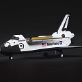 Detailed White Space Shuttle Model With Aerodynamic Wings And Fuselage On Black Display Background