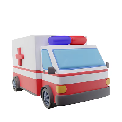 Cartoon Style Ambulance Toy With Red Cross Red White Stripes And Emergency Lights 3d model