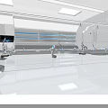 Hi Tech Modern Laboratory Interior With Advanced Equipment Digital Screens And White Ceiling Lights