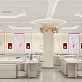 Luxury Jewelry Store Interior Design With Display Cases 3d model
