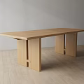 Minimalist Modern Wooden Dining Table With Unique Leg Structure On Light Wooden Floor