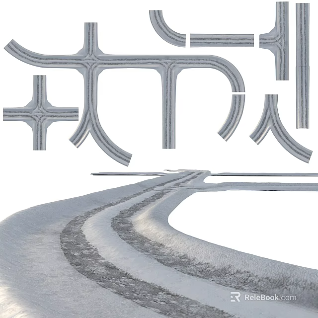 Road Ground Design With Traffic Intersections Curved Lanes And Urban Layout Structure 3d model