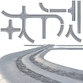 Road Ground Design With Traffic Intersections Curved Lanes And Urban Layout Structure 3d model