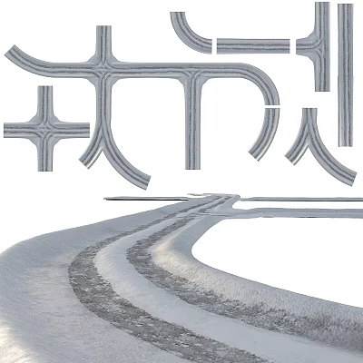 Road Ground Design With Traffic Intersections Curved Lanes And Urban Layout Structure 3d model
