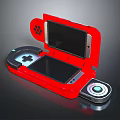Red Handheld Game Console With Dual Screens Clamshell Design And Control Buttons 3d model