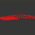 Striking Red Perforated Knife Design With Hollowed Patterns On Dark Background 3d model