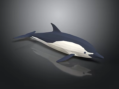 Origami Dolphin Model In Blue And White With Sleek Design And Reflective Surface 3d model