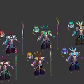 Game Film Characters With Multiple Design Variations Colorful Costumes And Ornate Weapons