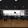 4S Shop Interior With Shelves Tires Seats Display Area And Wooden Flooring
