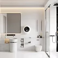 Modern Bathroom Interior Design With White Sink Toilet Glass Shower And Stone Countertop