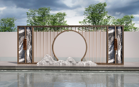 Modern landscape wall Landscape wall Enclosure background wall Photo wall Grid landscape wall 3d model