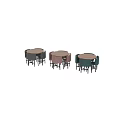 Modern Round Dining Table Set With Upholstered Multi Colored Chairs For Home Decor 3d model