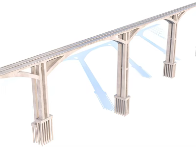 Elevated Road Bridge Infrastructure With Concrete Support Pillars And Modern Design 3d model