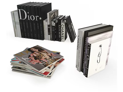 Fashionable Books Magazines Stacked Collection With Dior Chanel Coffee Table Reading Material 3d model