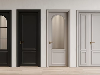 Modern Hinged Doors In Multiple Colors With Glass Panel For Home Interior 3d model