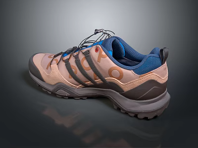 KOYO Outdoor Hiking Shoes With Non Slip Sole Blue Laces Beige And Blue Design 3d model