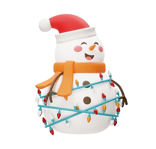 Snowman cartoon snowman Q version 3d model