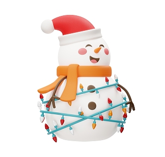 Snowman cartoon snowman Q version 3d model