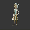 Rick Sanchez Animated Character In White Lab Coat With Blue Spiky Hair Holding Device