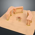 Modern Desert Inspired Architectural Scene With Sand Arches Columns And Central Fire Pit