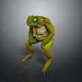 Green Reptile Standing In Gray Background With Yellow Eyes And Textured Skin
