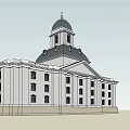 Classical Architecture Exterior Design Featuring Domed Roof Columned Portico Windows And Steps