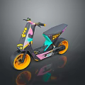 Modern Colorful Bicycle With Yellow Wheels Geometric Patterns And Number 43