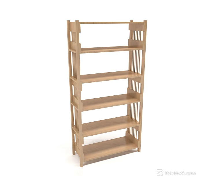 Wooden Multi layer Open Storage Shelving Unit with Simple Design for Home Organization 3d model