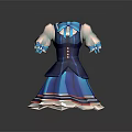 Stylish Blue Women Dress With White Sleeves Blue Bow And Striped Trim