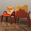 Cute Cartoon Shaped Children's Chairs With Orange Yellow Design And Smooth Plastic Material