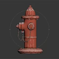 Red Fire Hydrant As Essential Fire Equipment With Chains And Stable Base 3d model