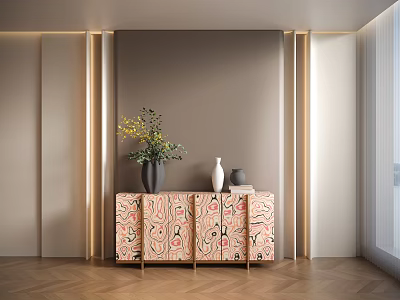 Entrance Background Wall Bucket Cabinet Side Cabinet Low Cabinet End View Cabinet Fashionable Cabinet Light Luxury Low Cabinet 3d model