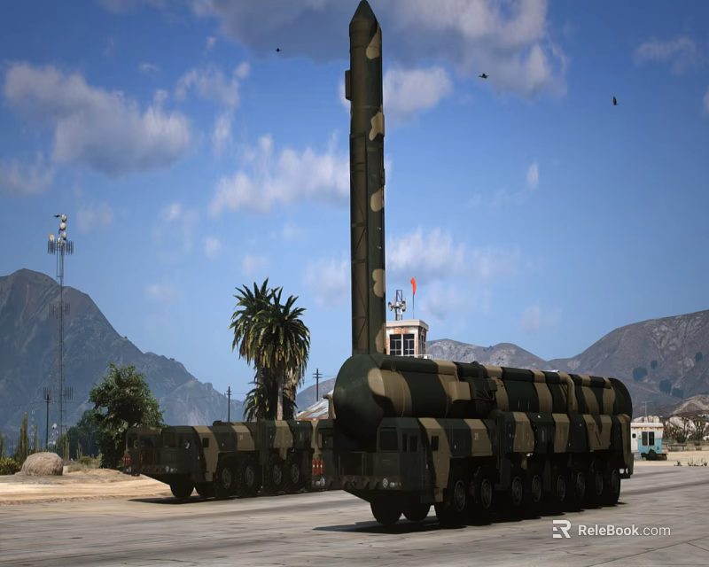Multi Wheel Functional Vehicle With Camouflage Paint And Military Missile Launcher 3d model 